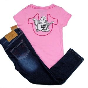 True Religion Girls' 2-Piece Jeans/T-Shirt Set